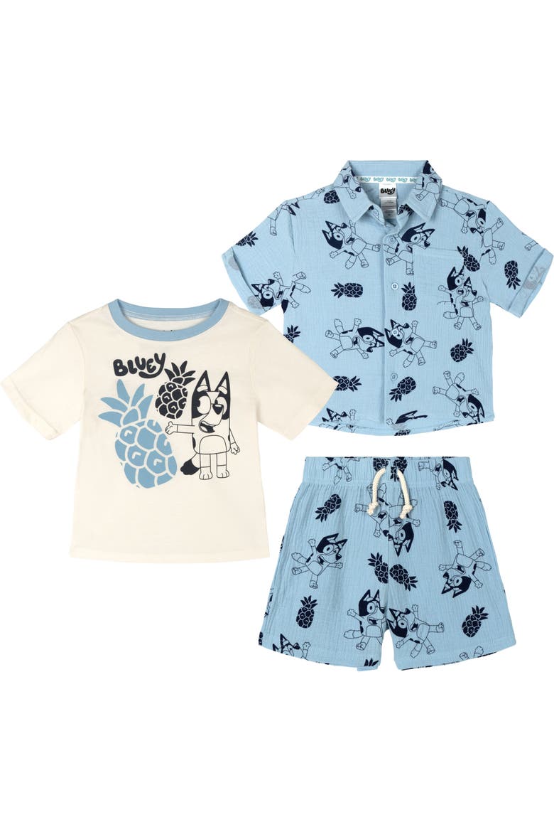 Hawaiian Shirt, Tee and Shorts Set, Main, color, Bluey Blue White