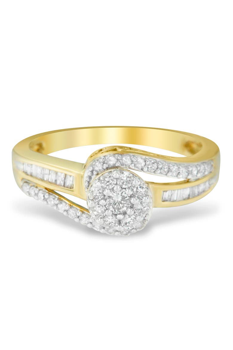 10K Yellow Gold 1/2 Cttw Diamond Bypass Swirl Cluster Ring, Main, color, Yellow Gold