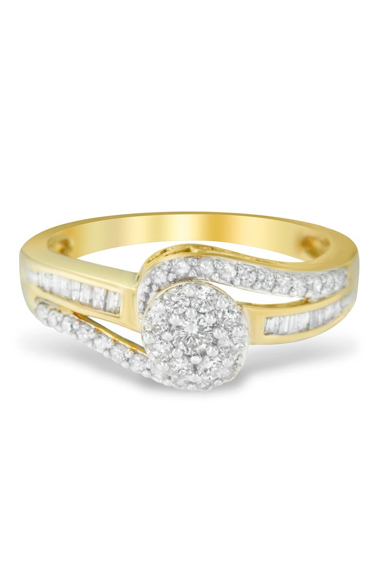 Haus of Brilliance 10K Yellow Gold 1/2 Cttw Diamond Bypass Swirl Cluster Ring, Main, color, Yellow Gold