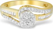 Haus of Brilliance 10K Yellow Gold 1/2 Cttw Diamond Bypass Swirl Cluster Ring