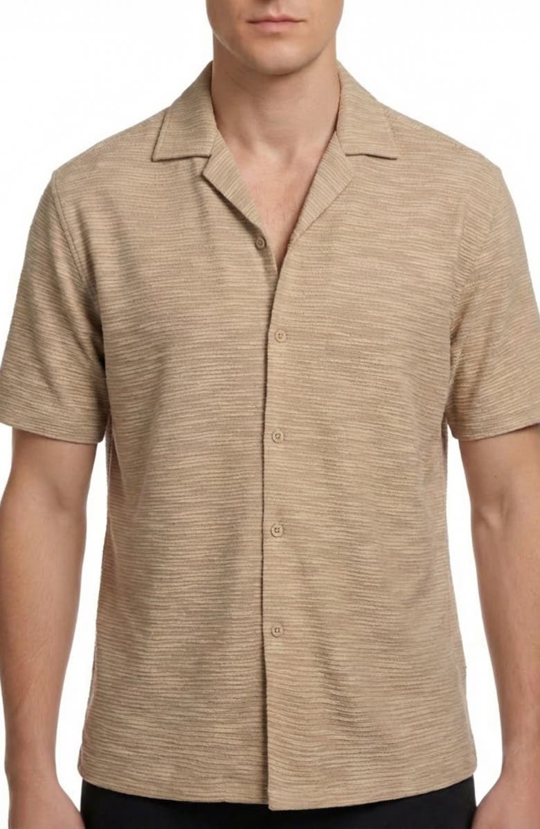 Report Collection Textured Knit Camp Shirt, Main, color, Taupe