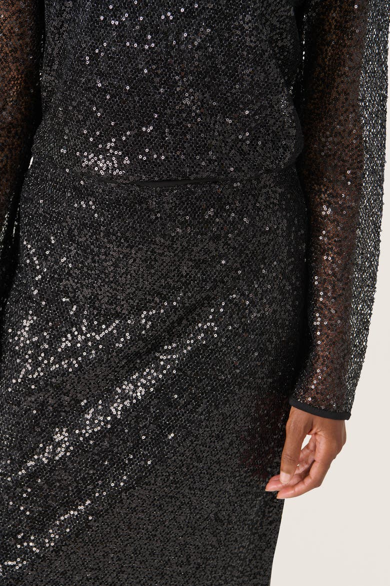 SLAdea Sequins Straight Fit Midi Skirt, Alternate, color, Black