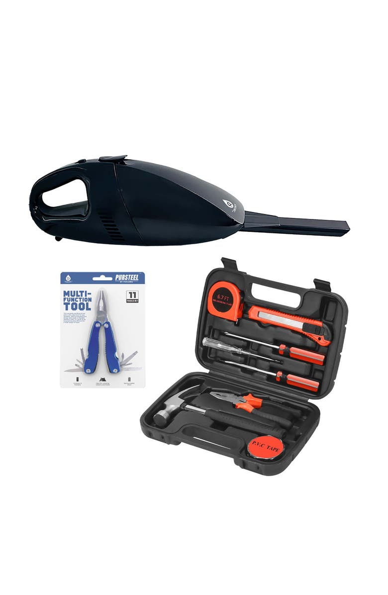 PURSONIC Car Vacuum, Handy Solutions 9-Piece Tool Kit & 11-in-1 Multifunction Tool Bundle The Ultimate Home & Auto Essential Set, Main, color, Black