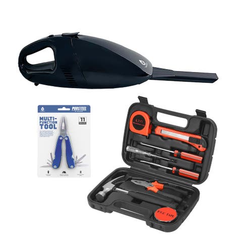 Car Vacuum, Handy Solutions 9-Piece Tool Kit & 11-in-1 Multifunction Tool Bundle The Ultimate Home & Auto Essential Set