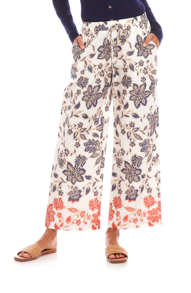 Karen Kane Wide Leg Drawstring Cotton Pants, Main, color, 