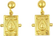 Ottoman Hands Tyche Engraved Drop Stud Earrings