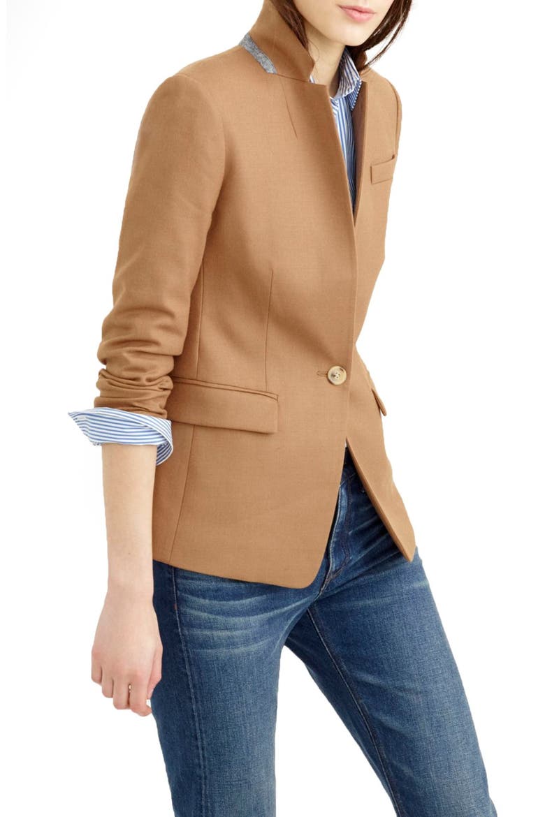 Regent Stand Collar Blazer, Main, color, WARM CAMEL