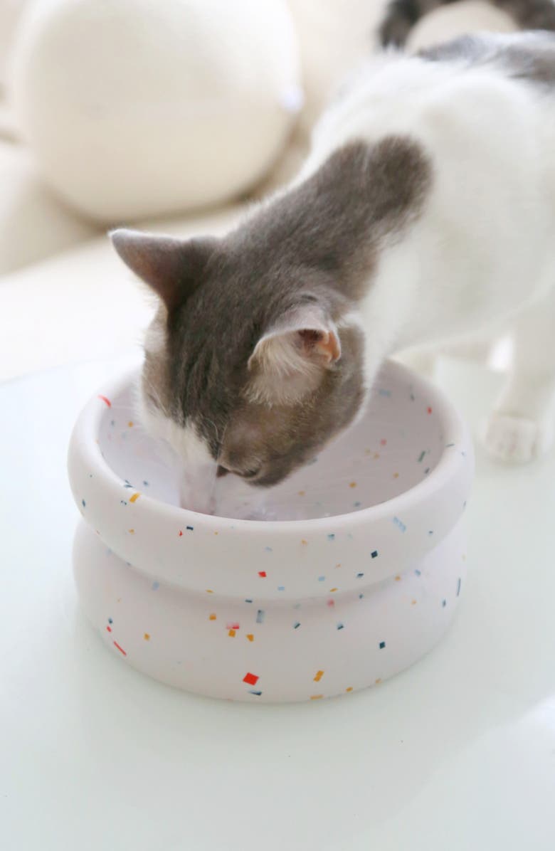 Catenary Halo Tempo Slow Feeder Pet Bowl, Alternate, color, White Speckled