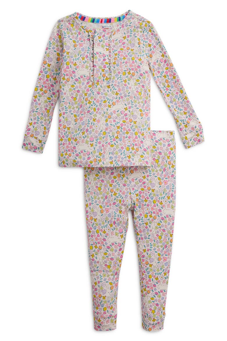 Kids' Bunny Blossom Ruffle Fitted Two-Piece Pajamas, Main, color, BUNNY