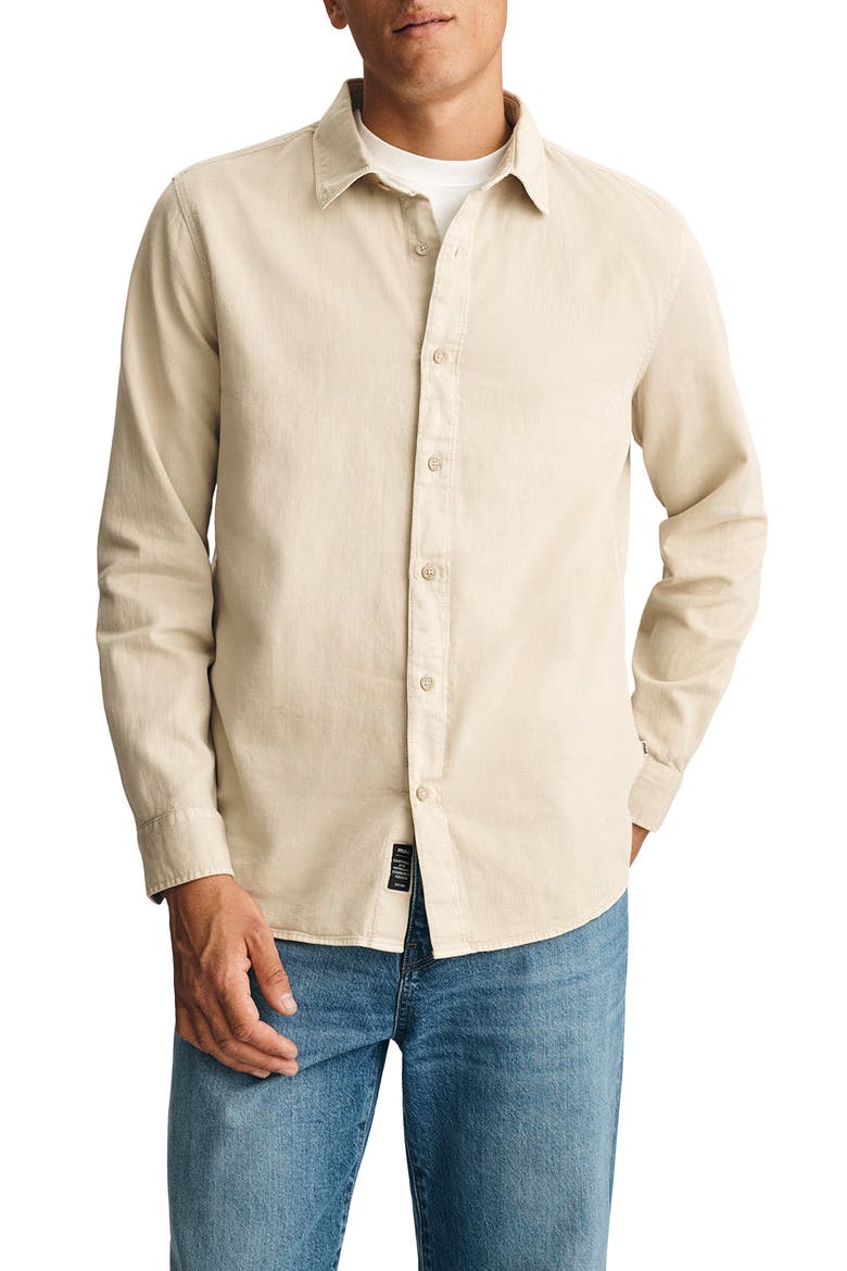 Cotton & Linen Button-Up Shirt, Main, color, PEYOTE