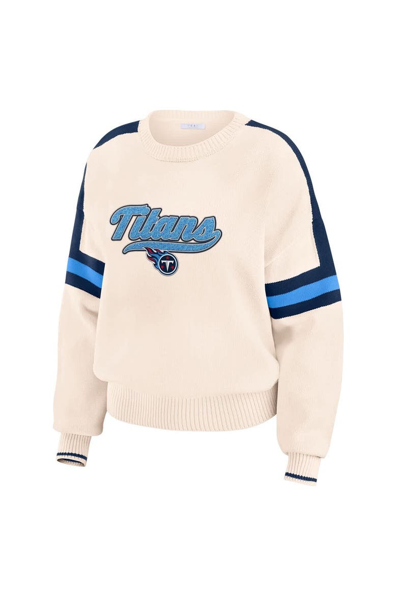 Women's WEAR by Erin Andrews  Cream Tennessee Titans Stripe Pullover Sweater, Alternate, color, Cream