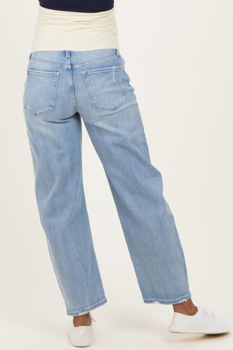 Distressed Barrel Leg Maternity Jeans, Alternate, color, Light Blue