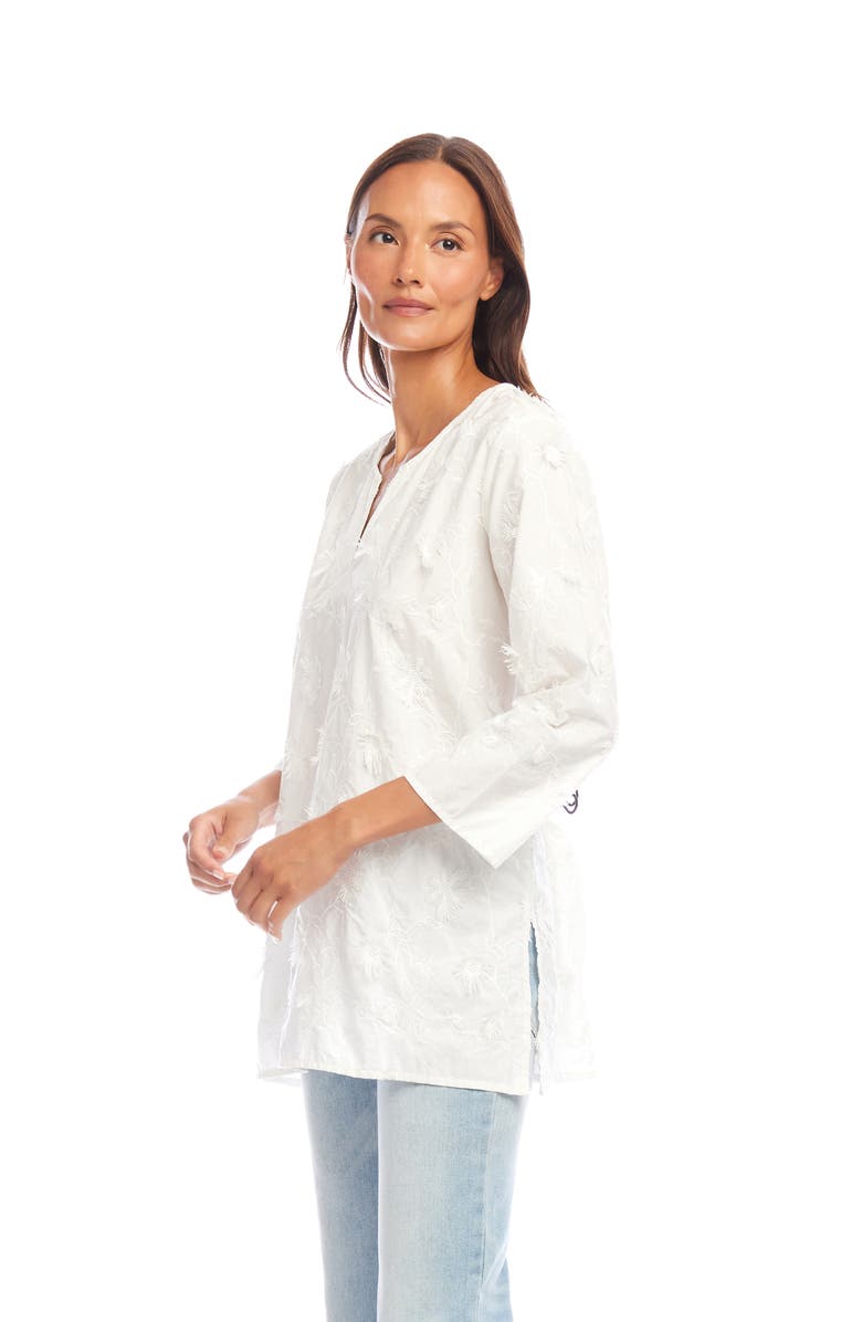 Karen Kane Floral Embroidered Cotton Tunic Top, Alternate, color, Off White