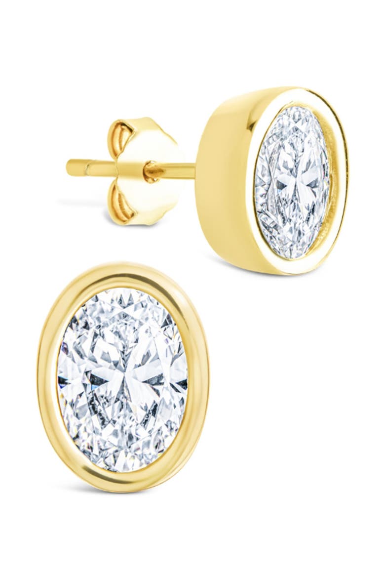 Oval Cut Cubic Zirconia Stud Earrings, Main, color, GOLD