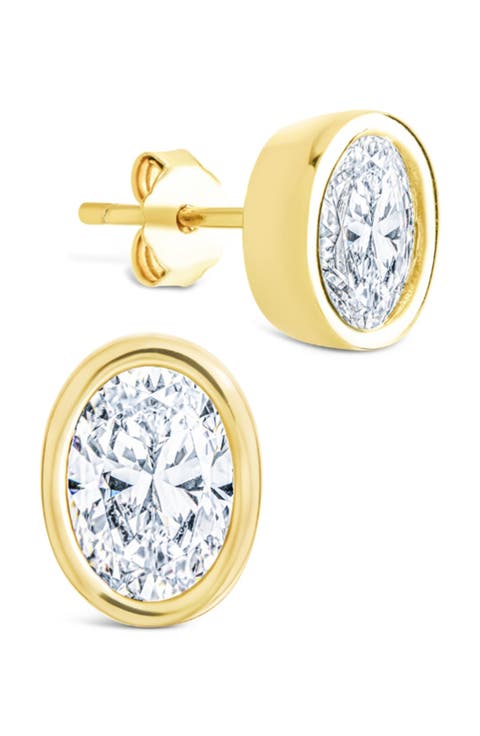Oval Cut Cubic Zirconia Stud Earrings