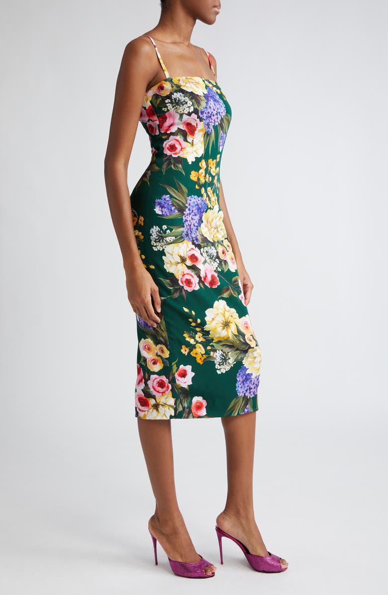 Dolce&Gabbana Floral Print Charmeuse Sheath Dress, Alternate, color, 