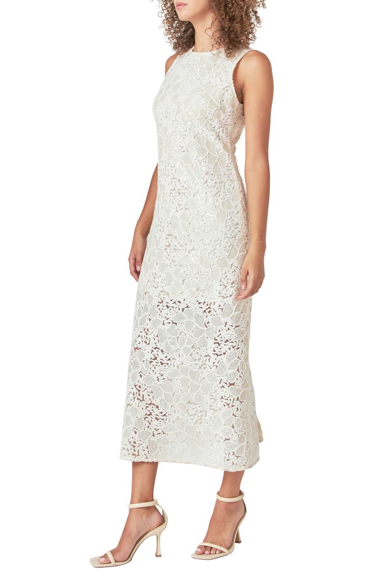 Sequin Floral Sleeveless Dress, Alternate, color, IVORY
