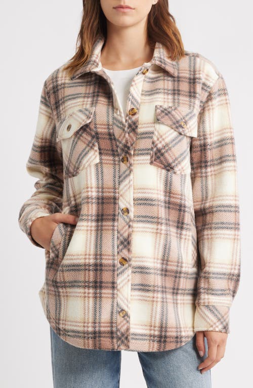 Thread & Supply Plaid Polar Fleece Shacket In Neutral