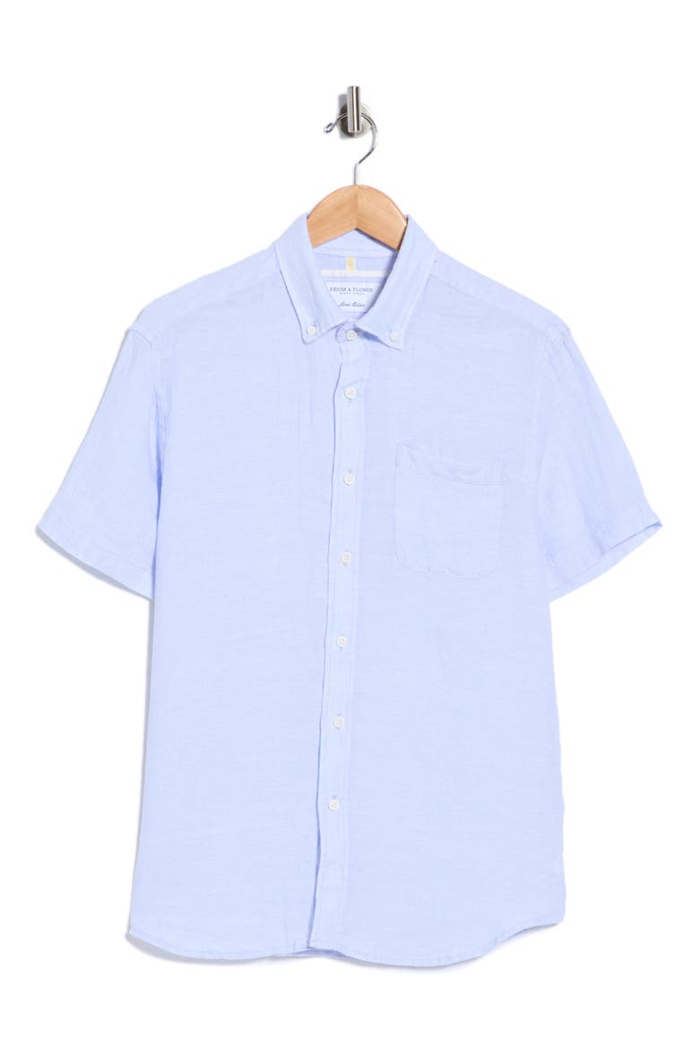Splash Linen Button-Down Shirt, Alternate, color, SPLASH BLUE
