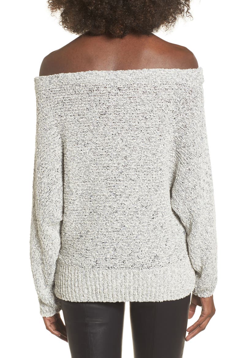 Textured Off the Shoulder Sweater, Alternate, color, GREY MICRO