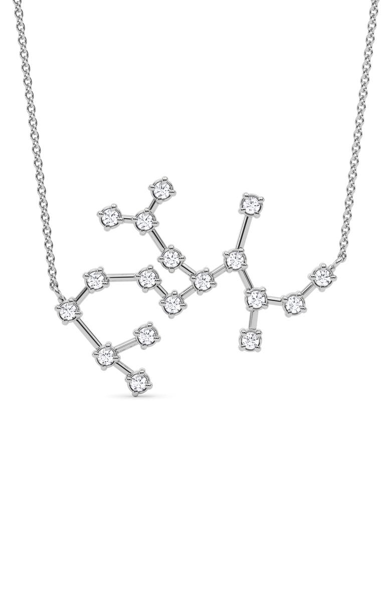HauteCarat Sagittarius Constellation Lab Created Diamond Necklace, Main, color, 18K White Gold