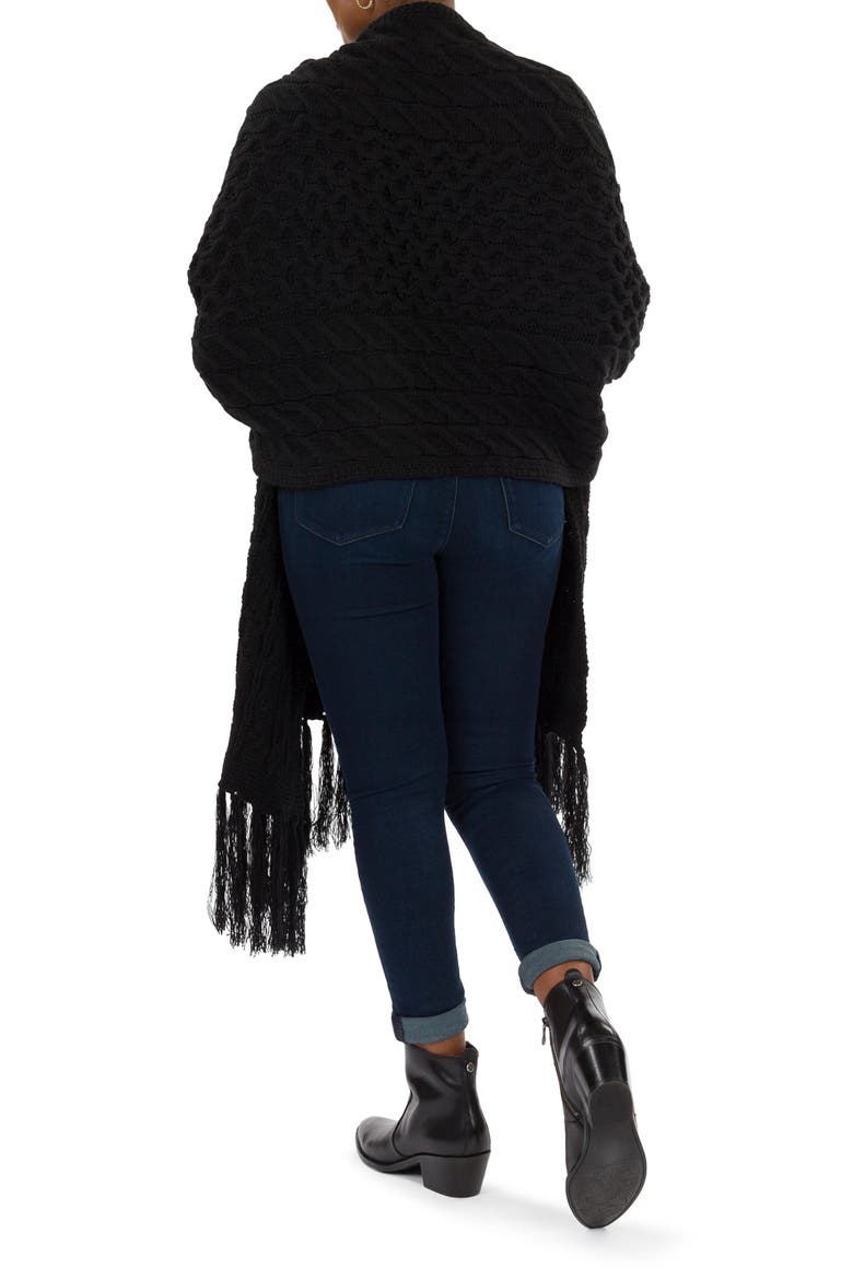 Oversize Cable Knit Scarf, Alternate, color, BLACK