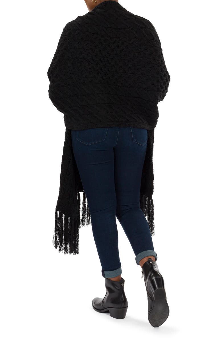 Patricia Nash Oversize Cable Knit Scarf, Alternate, color, Black