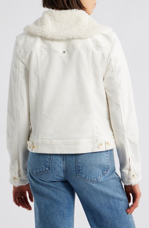 Liverpool Los Angeles Faux Shearling Collar Corduroy Trucker Jacket In White