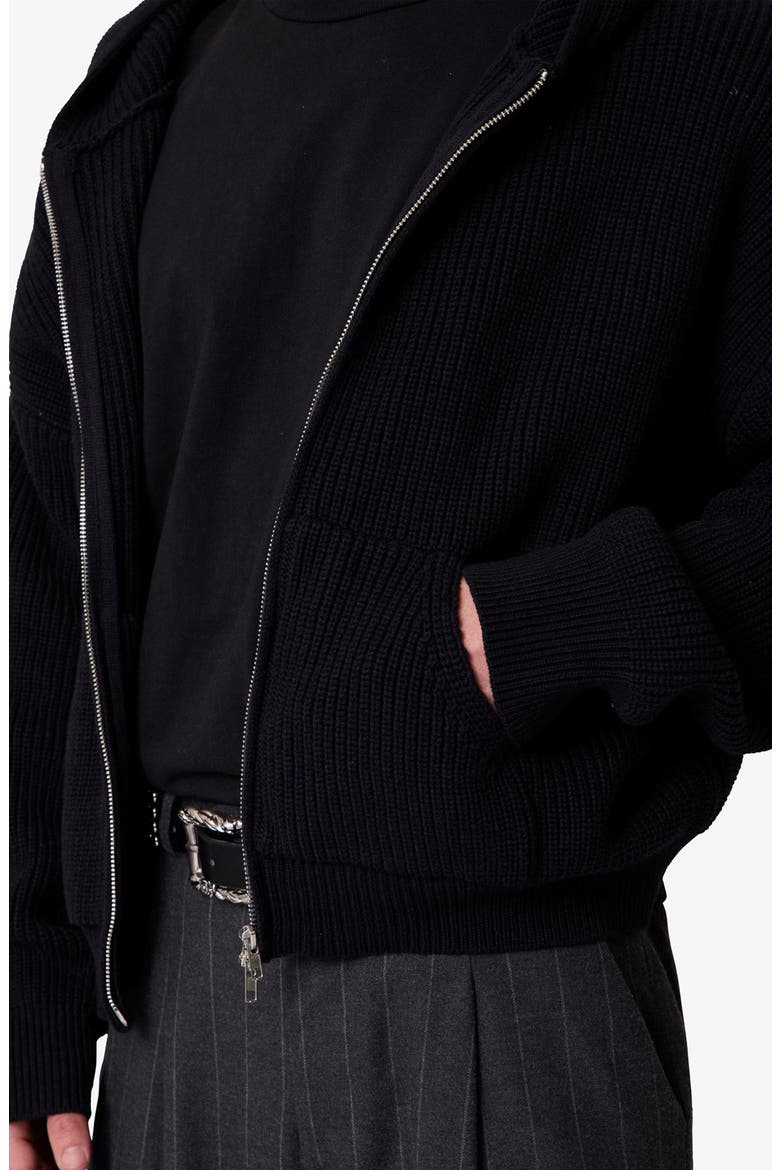 Hooded Zip Cardigan, Alternate, color, BLACK