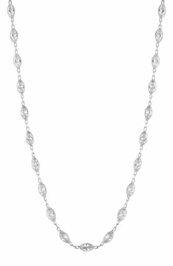 GLAZE JEWELRY 14K Yellow Gold Plated Sterling Silver Marquise CZ Station Choker Necklace