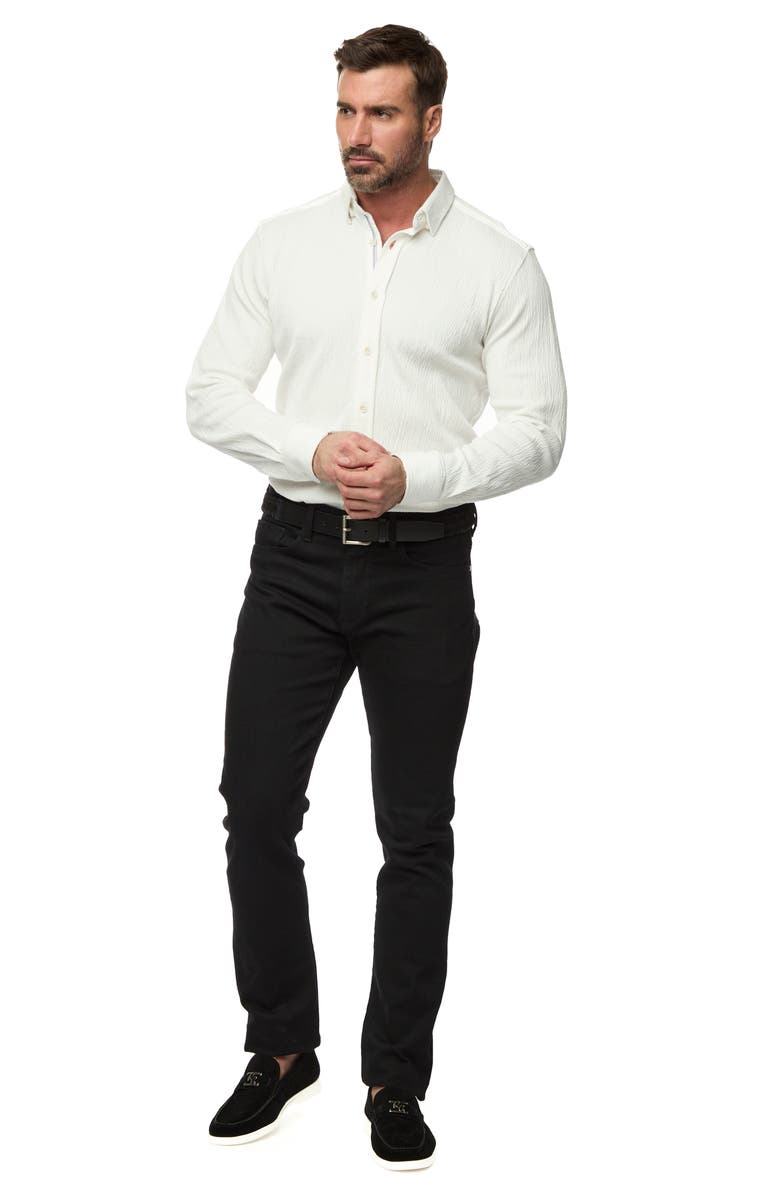 Robert Graham Hammond Tailored Fit Solid Textured Knit Button-Up Shirt, Alternate, color, White