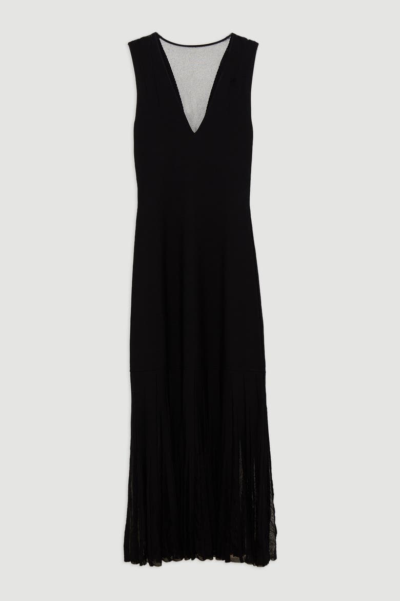 Viscose Sheer Detail Skirt Maxi Dress, Alternate, color, Black