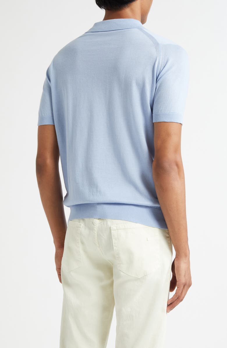 John Smedley Elias Sea Island Cotton & Cashmere Polo Sweater, Alternate, color, Clear Blue