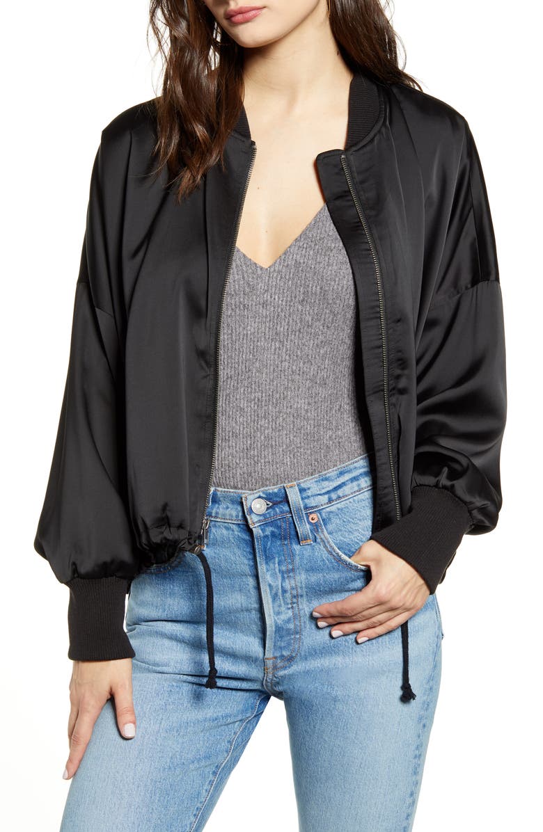 JACK BY BB DAKOTA On Duty Satin Bomber Jacket, Main, color,