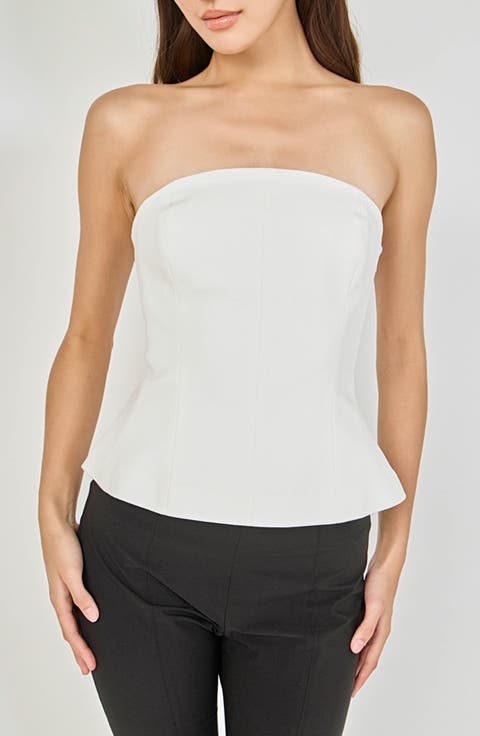 Strapless Paneled Peplum Top