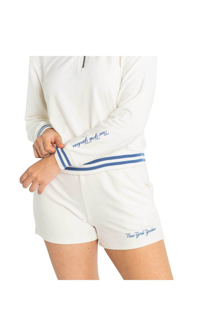 Women's Lusso  White New York Yankees Maeg Tri-Blend Pocket Shorts, Alternate, color, White