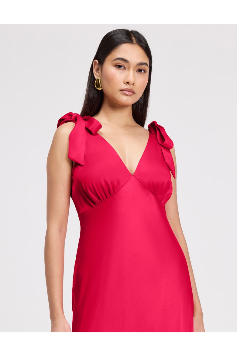 Nora Tie Shoulder Satin Maxi Dress, Alternate, color, Raspberry