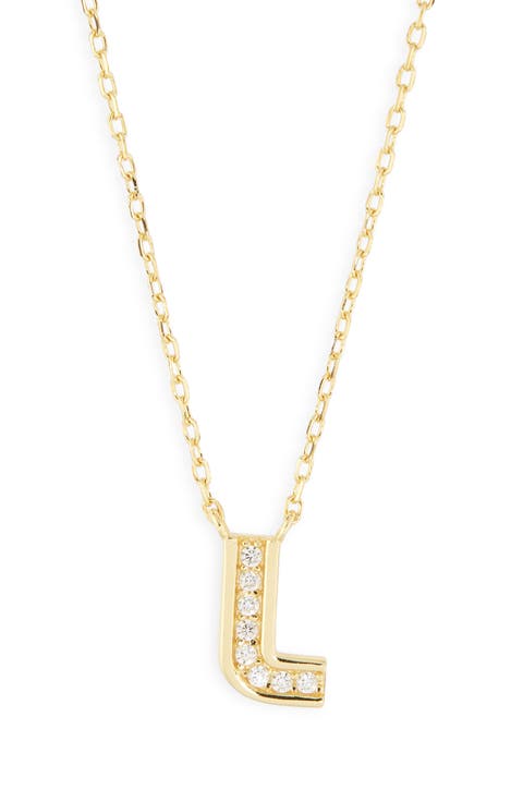 Cubic Zirconia Initial Pendant Necklace