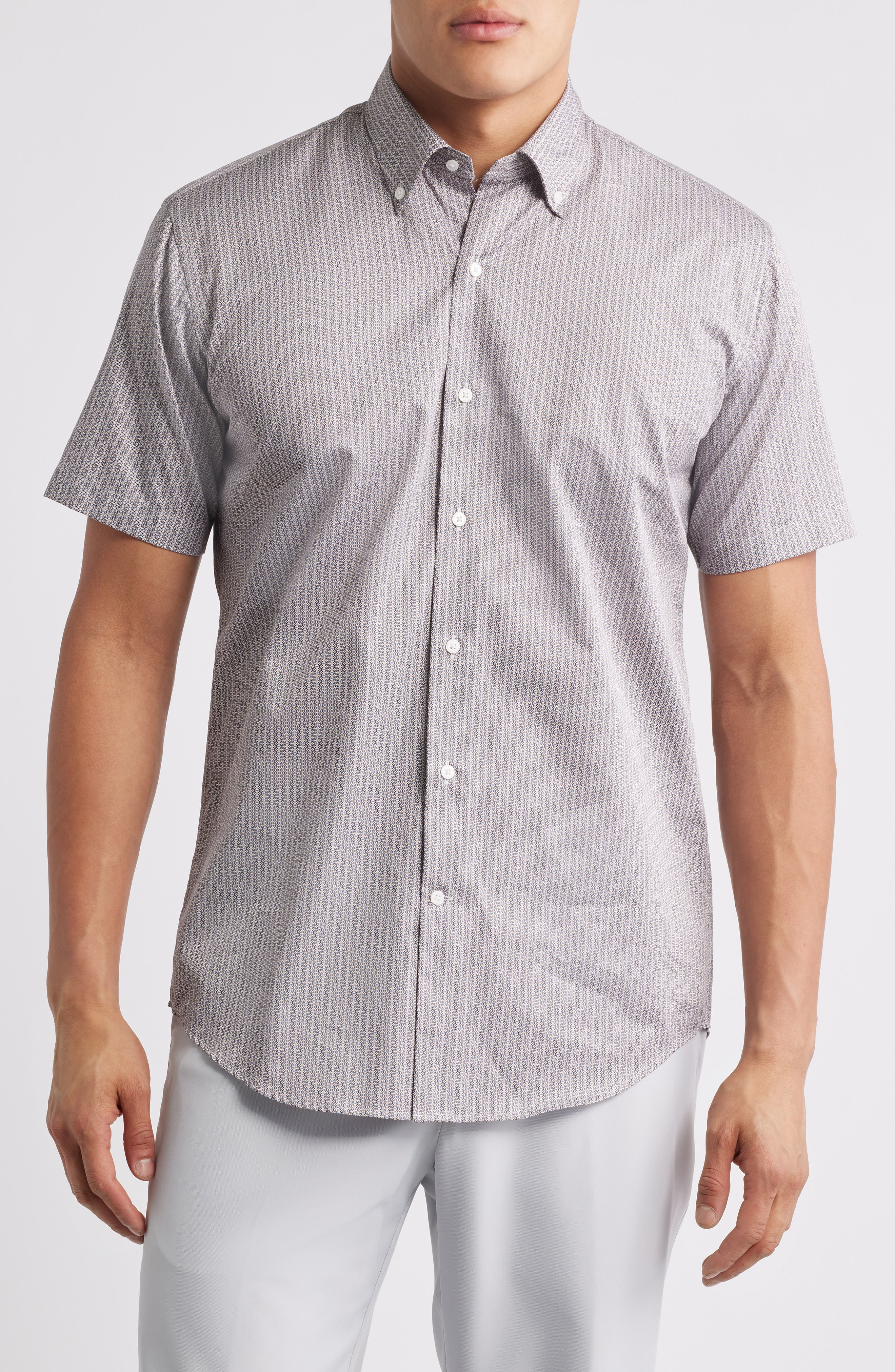 Peter Millar Zollar Geometric Print Short Sleeve Button-Down Shirt