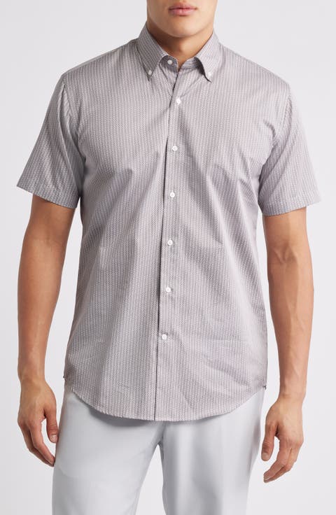 Zollar Geometric Print Short Sleeve Button-Down Shirt