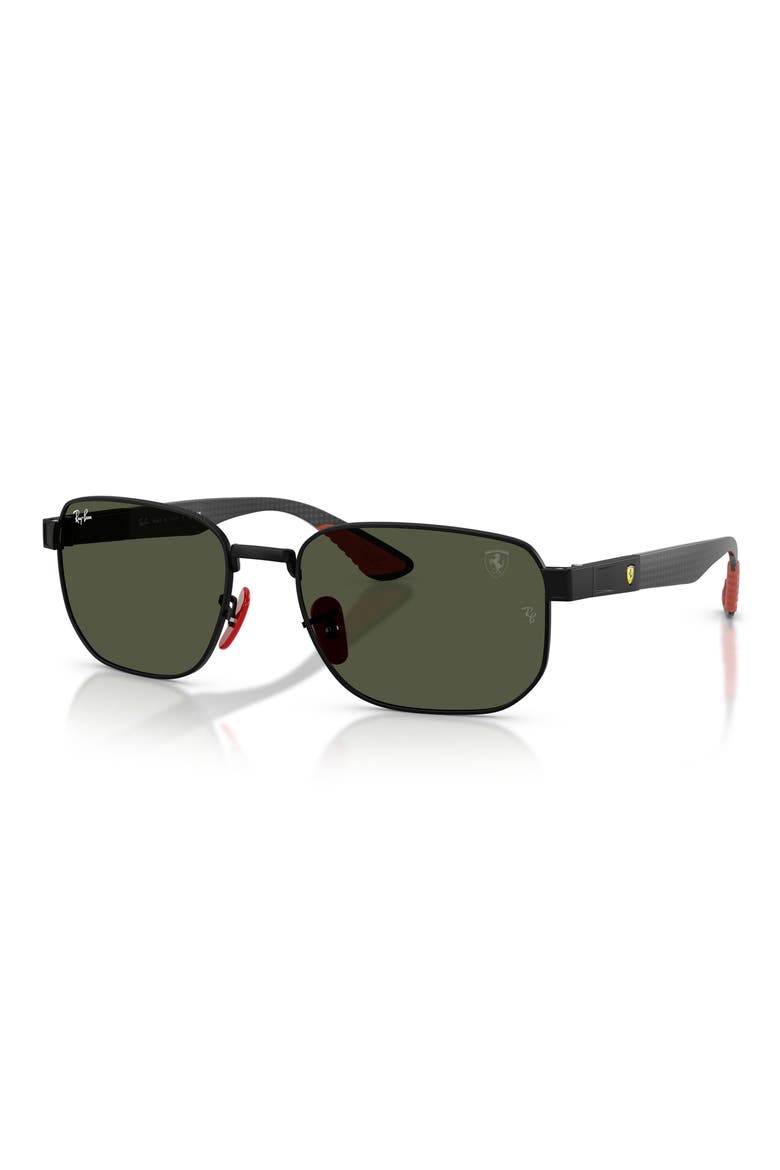 59mm Ferrari Irregular Sunglasses, Alternate, color, MATTE BLACK / GREEN