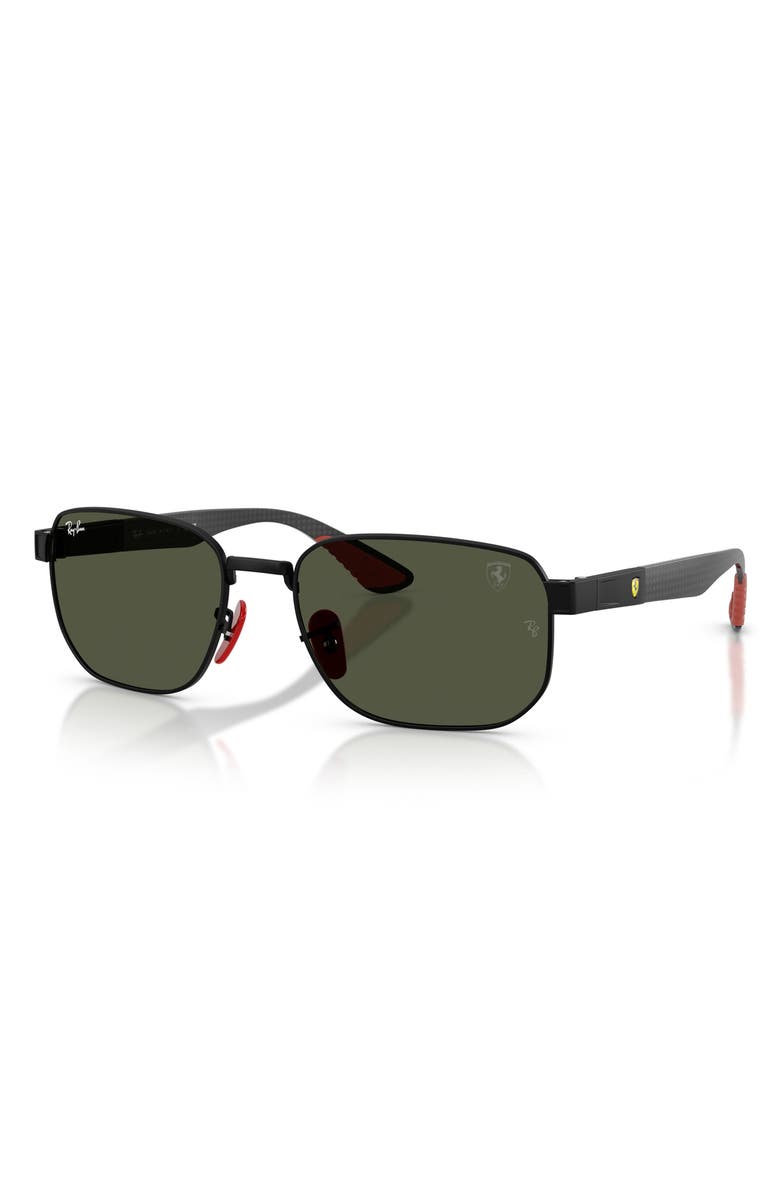 Ray-Ban 59mm Ferrari Irregular Sunglasses, Alternate, color, Matte Black / Green