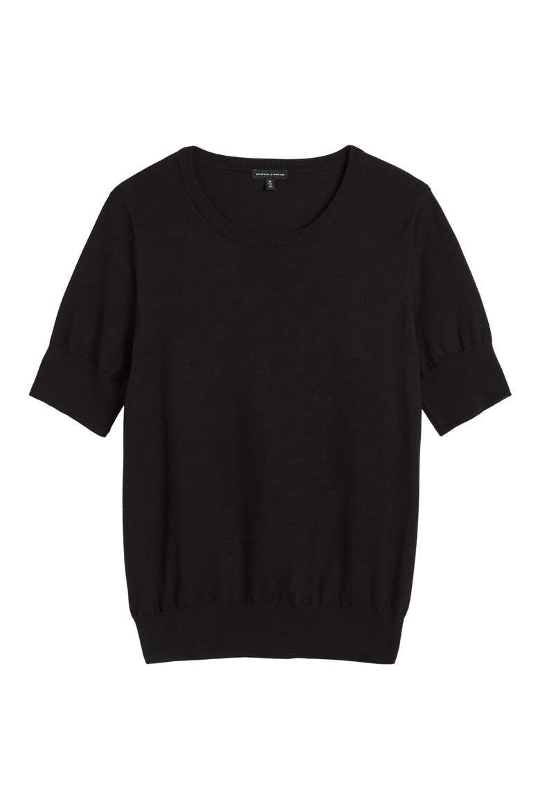 Rosie Short Sleeve Sweater, Alternate, color, BLACK
