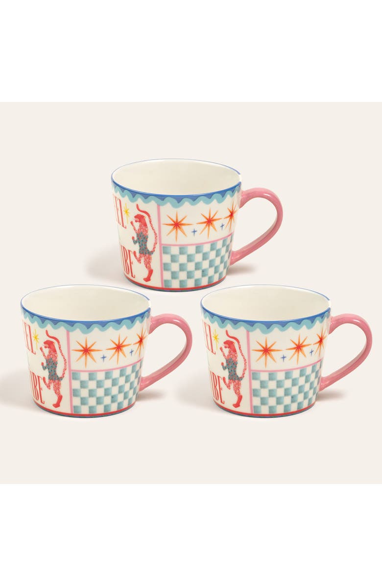 Zsa Zsa Zsu Luohu Porcelain Feel Vibe Mug 12 Oz. Set Of 3, Main, color, Pink