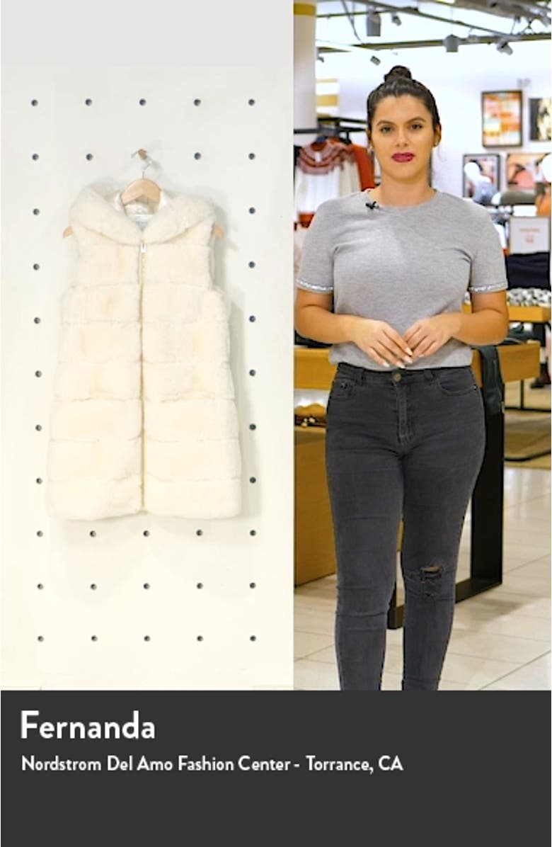 Grooved Faux Fur Hooded Vest, sales video thumbnail