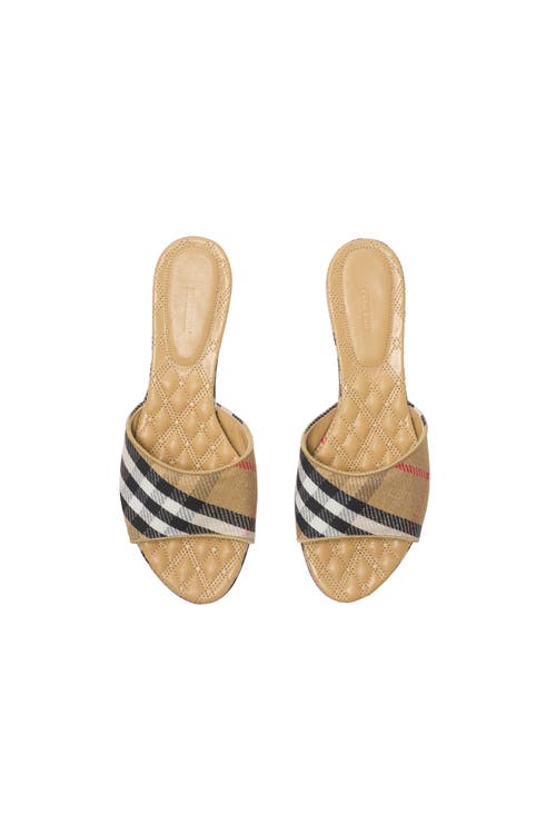 Burberry Check Sloane Slides In Brown