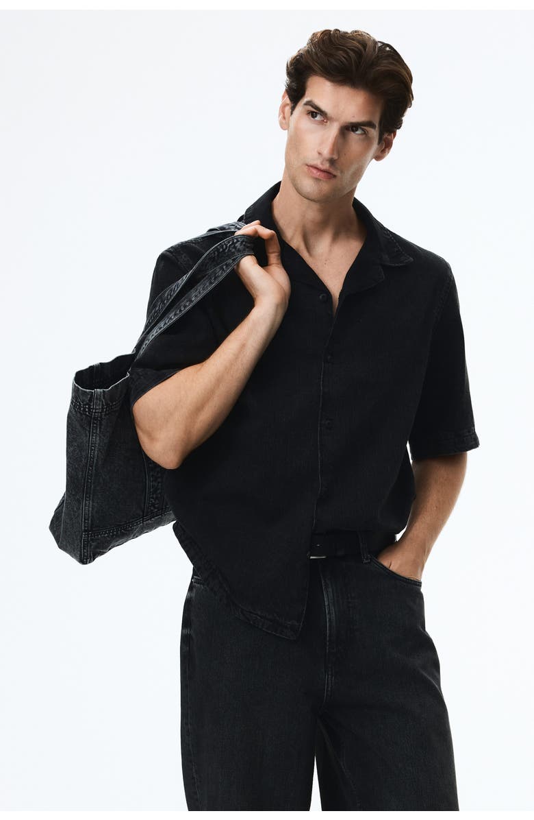 H&M Barrel Loose Jeans, Alternate, color, Denim Black