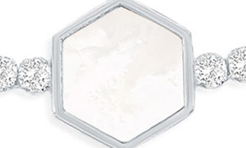 Simona Hexagon Mother-of-pearl & Cubic Zirconia Slider Bracelet In Silver