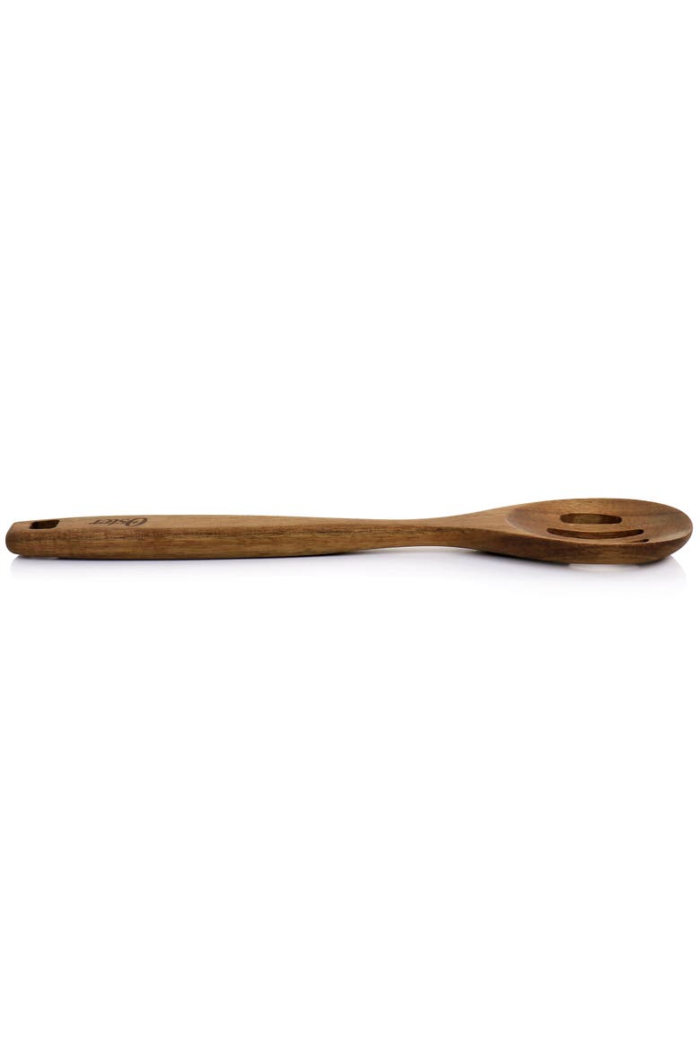 Acacia Wood Slotted Spoon Cooking Utensil, Alternate, color, Dark Brown