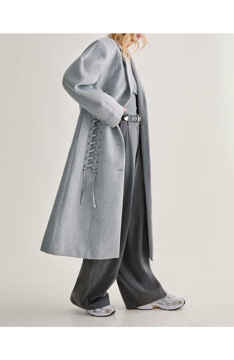 NASTY GAL Premium Corseted Detail Maxi Coat, Alternate, color, Grey